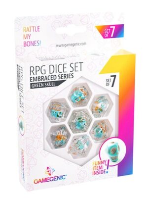 Set de 7 Dés RPG - Embraced Series - Green Skull - Gamegenic