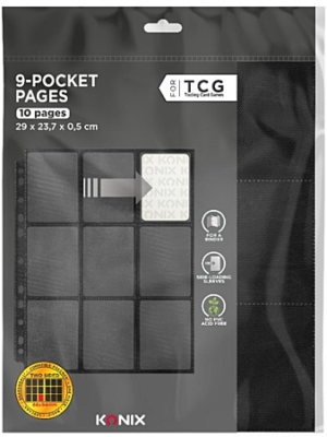 Pack de 10 Feuilles De Classeur  Noir- 9 Cases Sideload - Konix