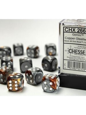 Set de 12 Dés - Gemini Cuivre-Acier & Blanc